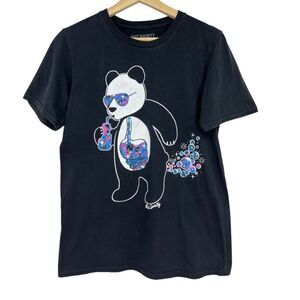 Riot Society Panda T-Shirt Small mens graphic tee farting bubbles black unisex